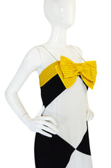 Graphic 1980s Bill Blass Black & White Diamond Bow Dress
