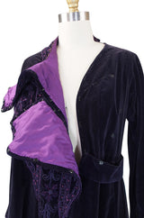 1910s Velvet Emboridered & Applique Panel Dress