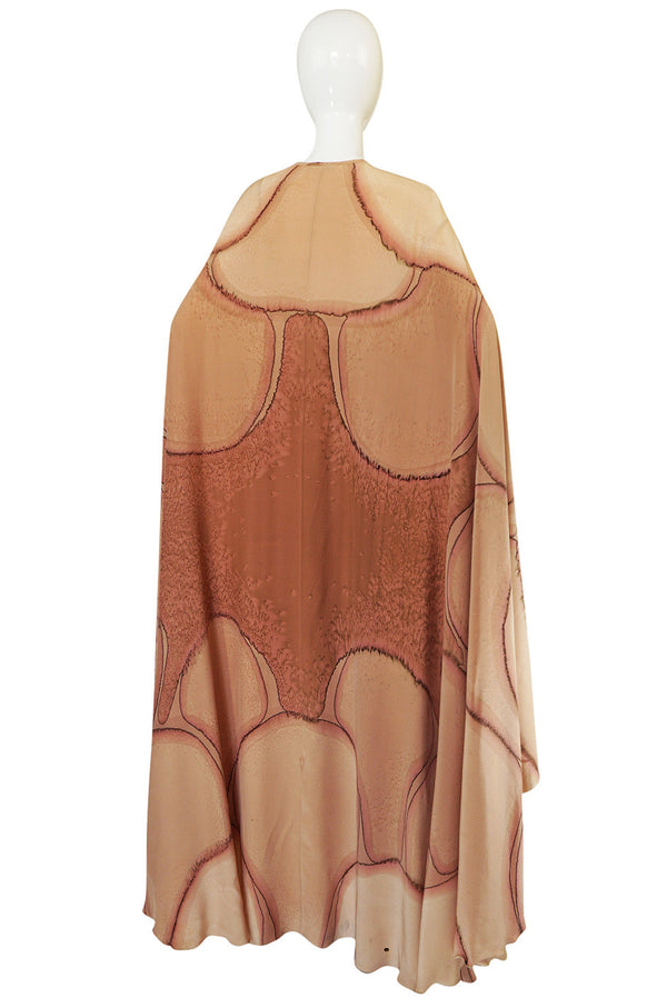 Rare 1960s Hand Painted Silk Andre Murasan Dress & Cape