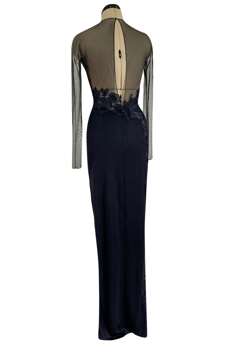 Incredible Early 2000s John Anthony Couture Blue Silk Jersey Dress