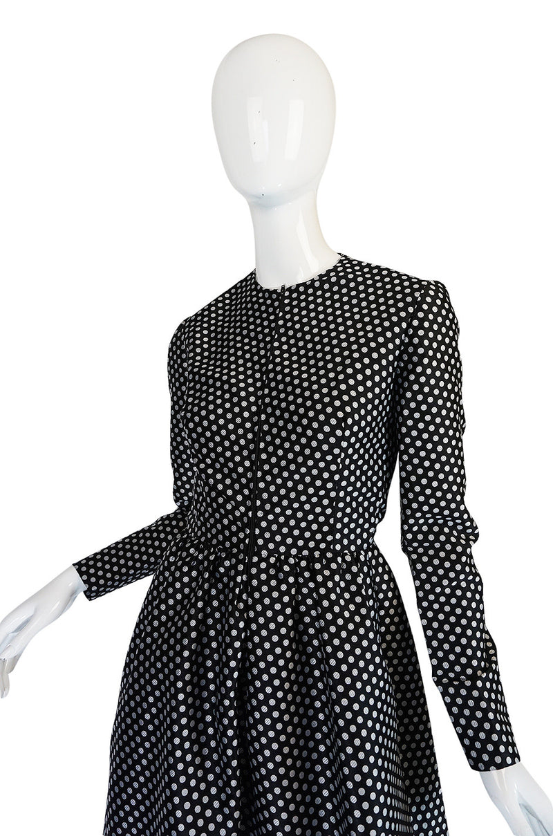 c1972 Geoffrey Beene Silk Black & White Dot Dress