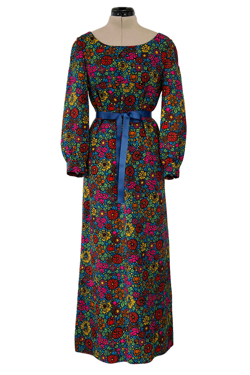 Rare & Exceptional Spring 1966 Yves Saint Laurent Sketch Documented Floral Print Dress