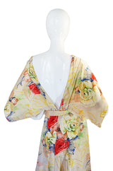 1930s Bias Cut Beautiful Floral Print Silk Flapper Gown