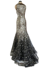 Stunning Fall 2006 Oscar de la Renta Runway Gold & Silver Sequin & Bead in Silk Netting Dress