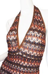 1990s Backless Metallic Knit Missoni Maxi Dress