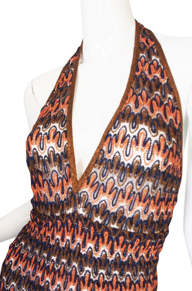 1990s Backless Metallic Knit Missoni Maxi Dress