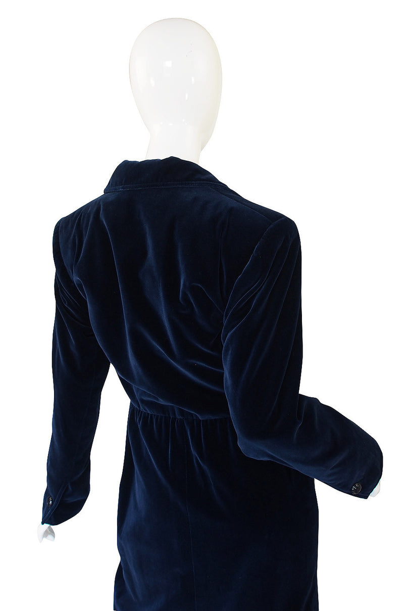 1970s Yves Saint Laurent Blue Velvet Coat