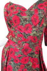 1950s Red Rose Silk Suzy Perette Dress