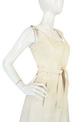 c1972 Halston Ultrasuede Zip Front Dress in Cream