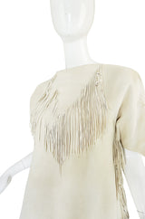 Exceptional 1960s Fringe Cream Deerskin Mini Dress