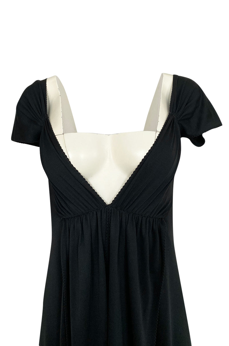 c.1971 John Kloss Deep Front Plunge Black Jersey Lingerie Dress