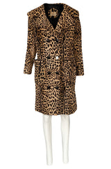 1960s Mexican Leopard Print Pony Coat w Piped Leather Detailing
