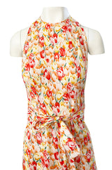 1970s Diane Von Furstenberg Backless Floral Jumpsuit w Extra Wide Legs