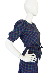 Early 1980s Chanel Silk Drawstring Top & Pleated Skirt Set