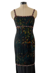 Striking Fall 1997 Chanel by Karl Lagerfeld Runway Watercolour Black Dress w Bead Detail