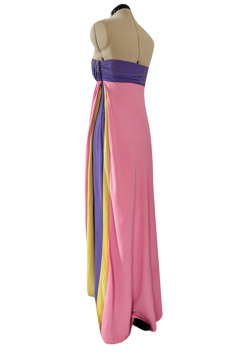 Prettiest Spring 2008 Valentino Runway Strapless Dress in Pink Yellow & Purple
