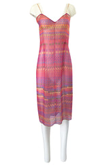 Spring 1973 Halston Pink Silk Crepe Chiffon Striped Four Piece Dress Set