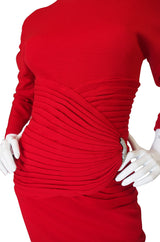 1980s Carolyne Roehm Fitted Red Dress