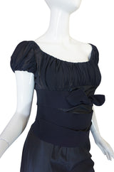 Recent Giambattista Valli Deep Blue Fitted Silk & Chiffon Dress