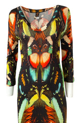 2014 Jean Paul Gaultier Butterfly Stretch Jersey Maxi Dress