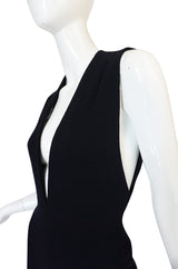 1980s Donna Karan Plunging Stretch Stirrup Pant Jumpsuit