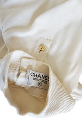 1990s Cream Chanel Cashmere & Silk Knit Shell Top