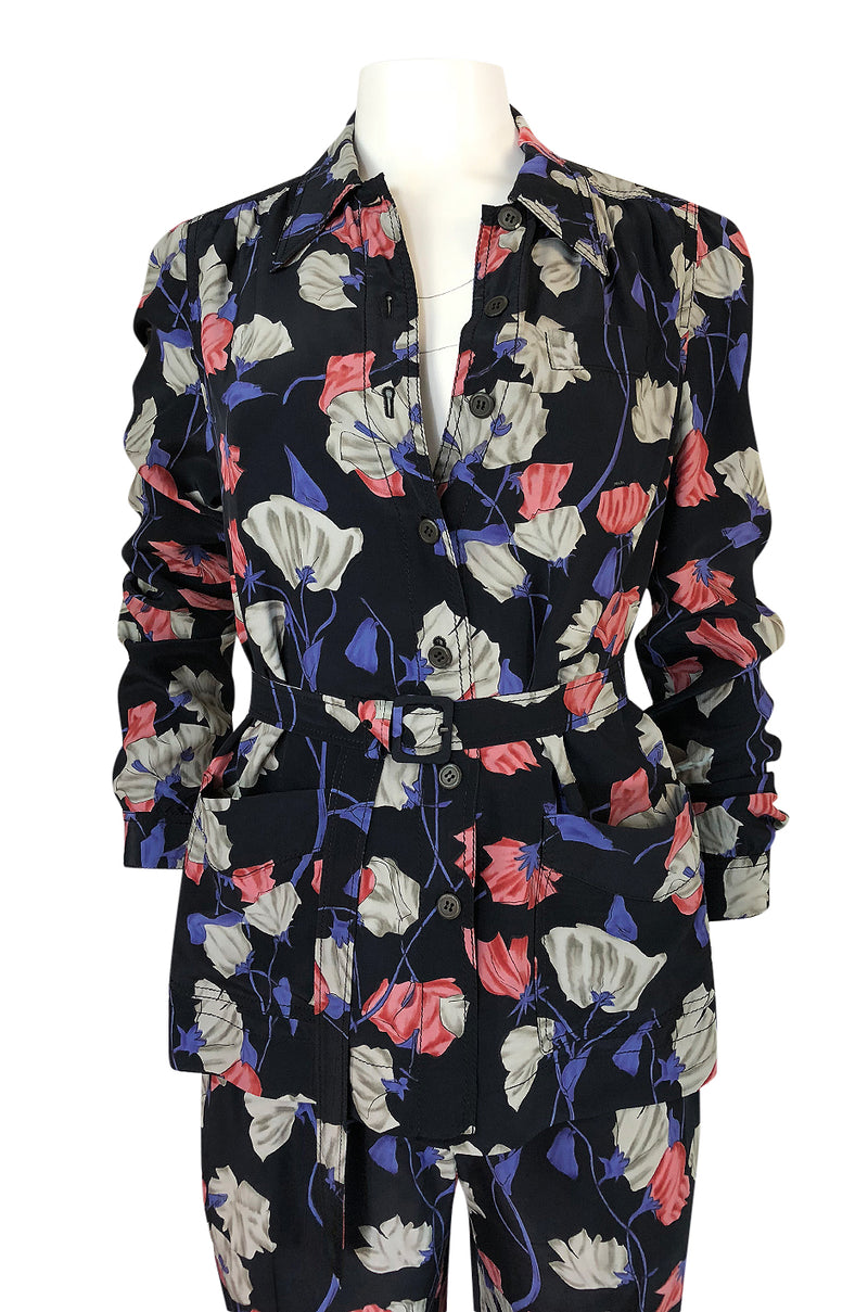 Resort 2008 Prada Runway Iconic Silk Floral Pant & Jacket Set