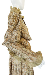 1970s Print Yves Saint Laurent Silk Trim Skirt & Top Set
