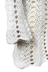 1970s Cobbler Open Weave White Cotton Knit Mini Dress or Tunic