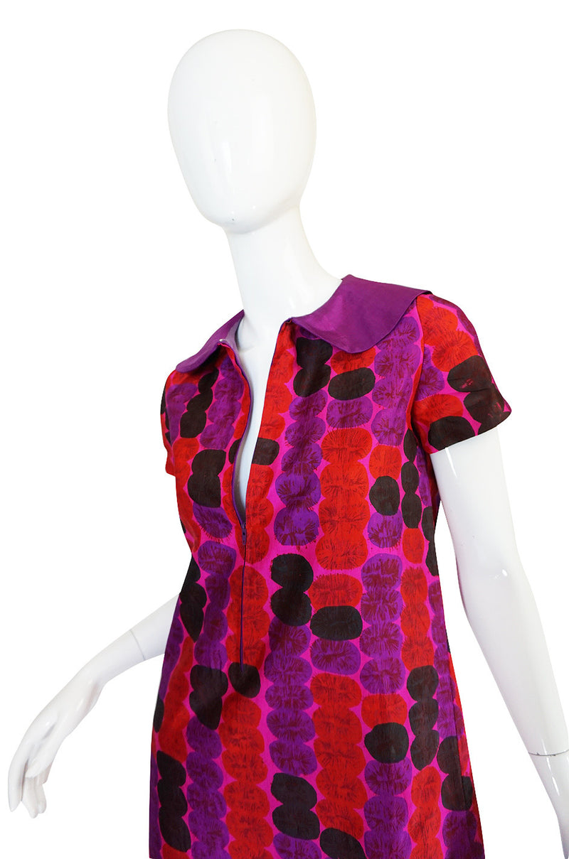 1960s Pierre Cardin for Takashimaya Silk Print Dress