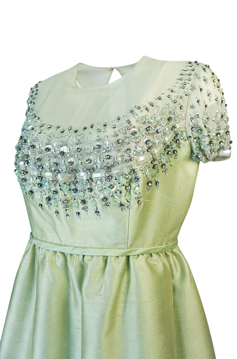 *NEW PRICE DROP* 1960s Malcolm Starr Silk, Sequin, Beads & Crystal Embellished Dress