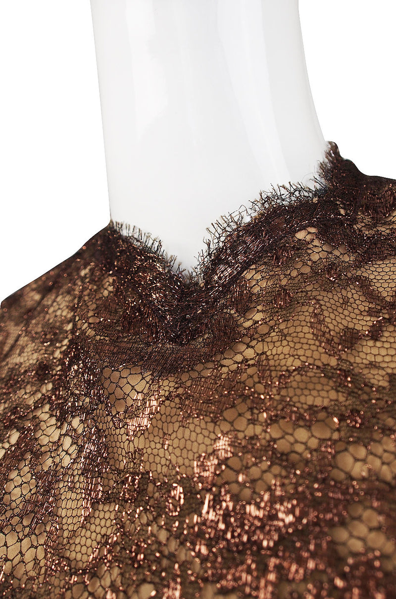 1980s Fine Geoffrey Beene Iridescent Lace Dress