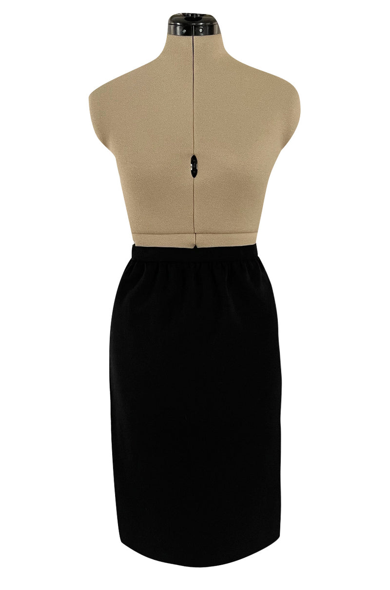 1980s Ady Couture Lausanne Transparent Lace & Sequin Jacket Suit w Black Pencil Skirt