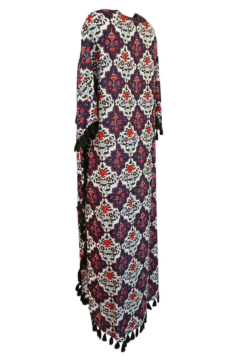2016 Rhode Resort 'Casu' Printed Cotton Voile Tasseled Caftan Dress