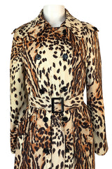 1960s Rain-Paka Traveler Jersey Leopard Print Foldable Trench Coat