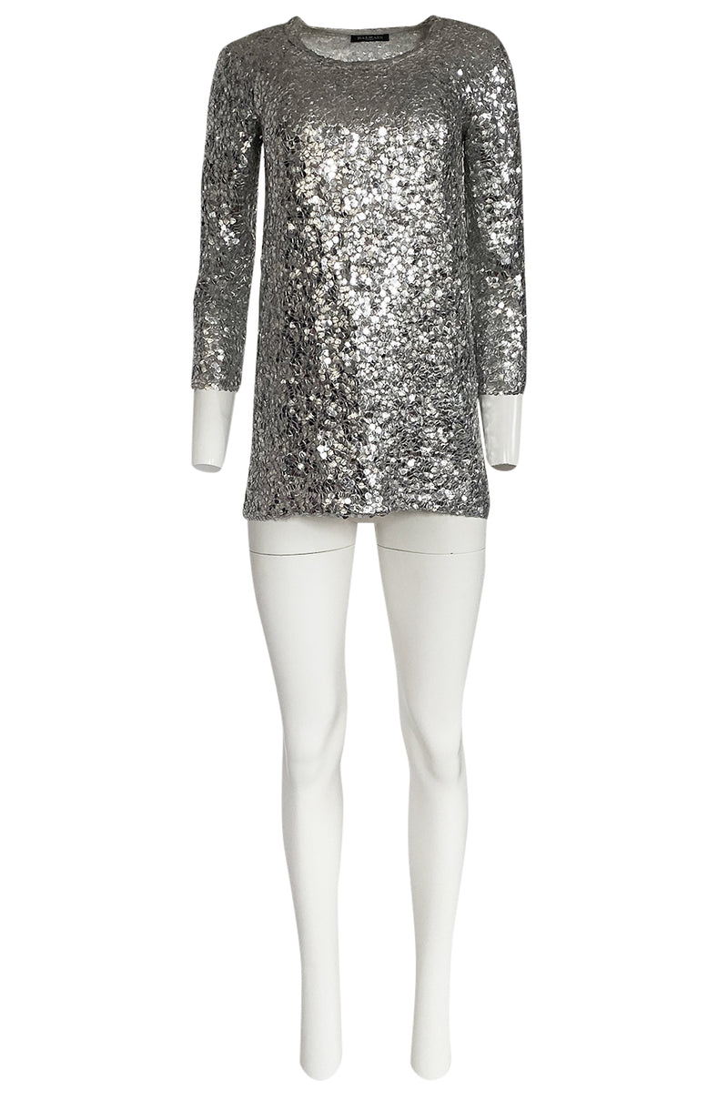 Spring 2008 Balmain by Christophe Decarnin Sequin Silver Tunic or Micro Mini