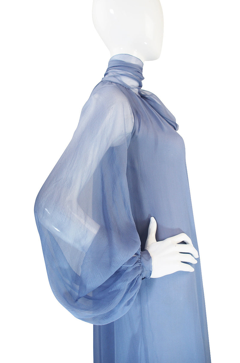 Documented Fall 1973 Haute Couture Yves Saint Laurent Silk Gown