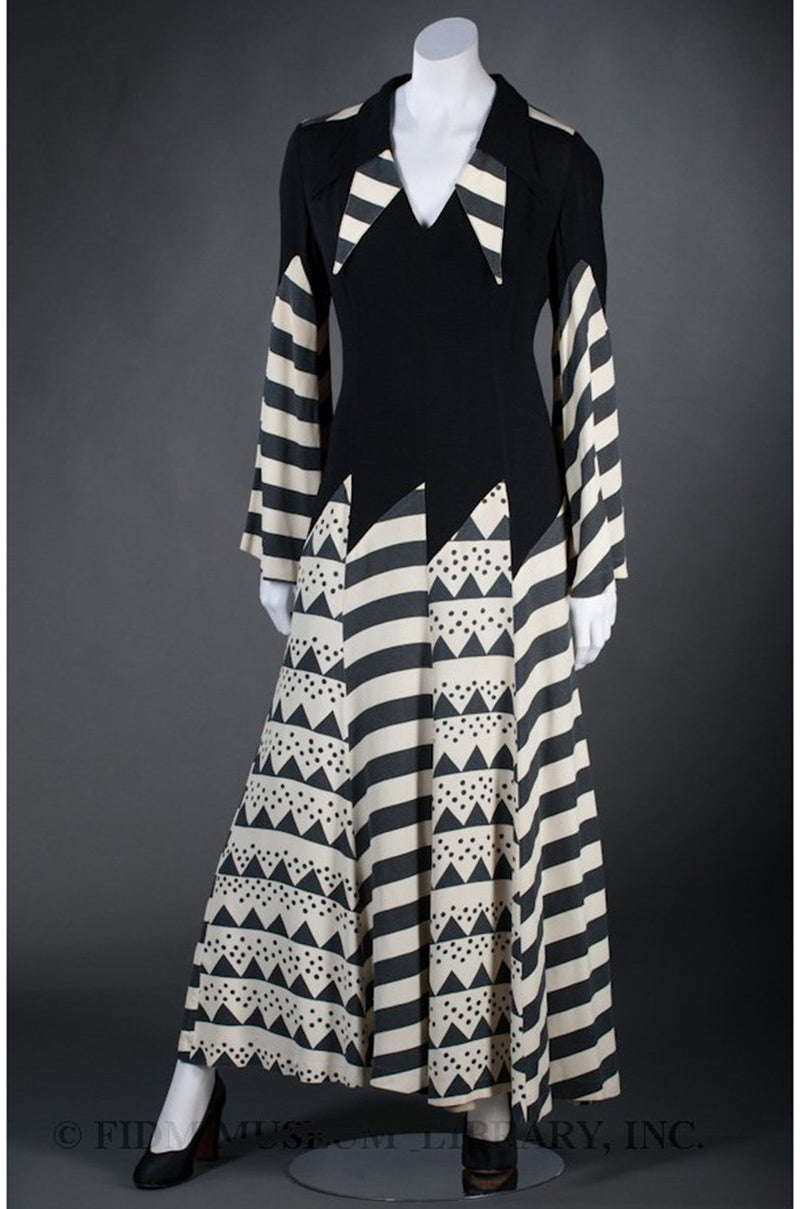 1960s Ossie Clark for Alice Pollock Red & Black Stripe Dress