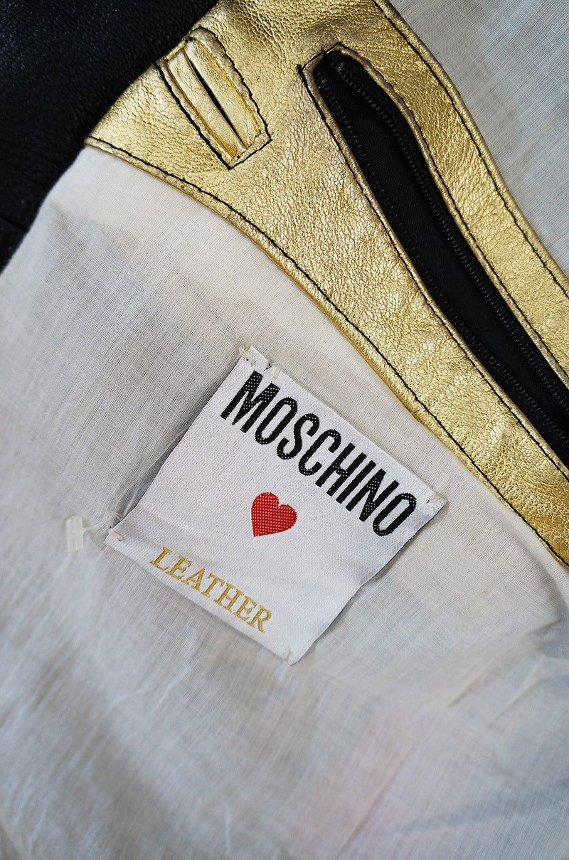 1980s Moschino Leather Crest Jacket