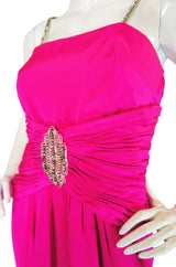 Beautiful 1970s Ted Lapidus Pink Silk Demi-Couture Dress