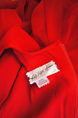 1970s Saks 5th Ave Red Chiffon Maxi