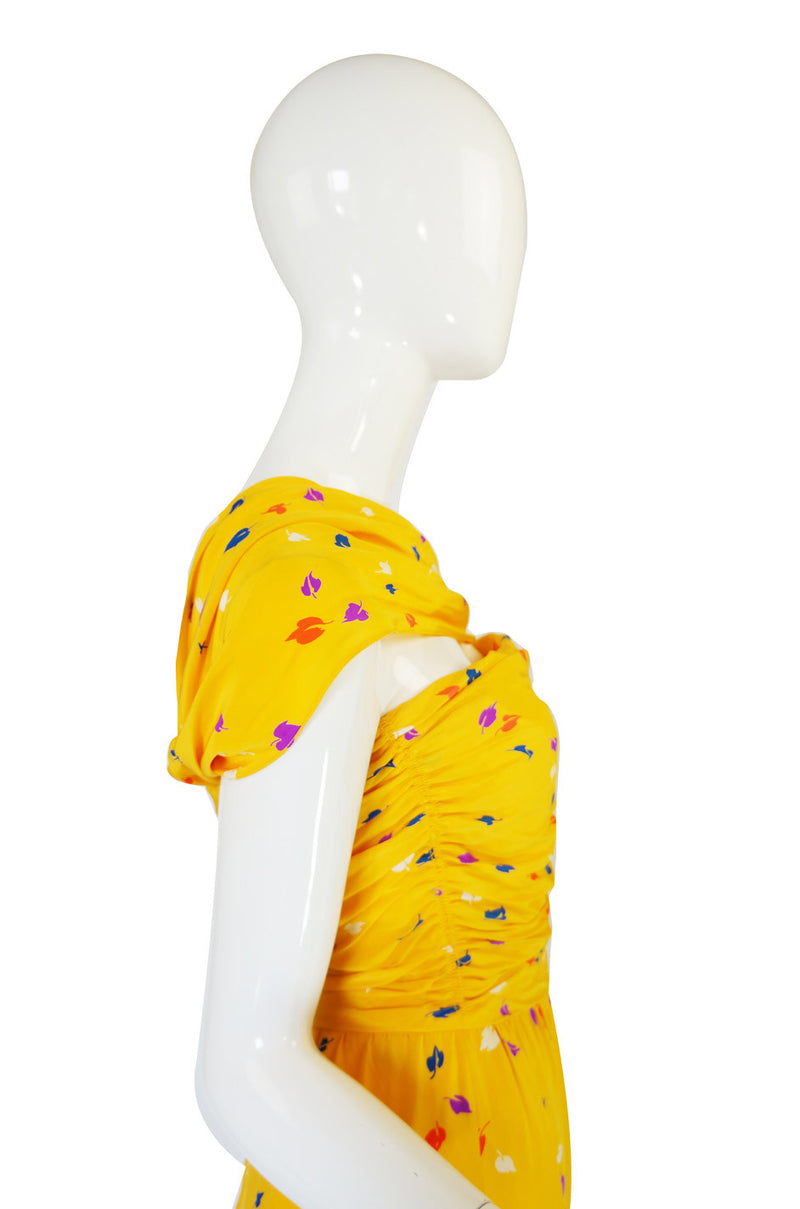 1970s Oscar De La Renta Silk Maxi Dress