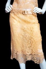 1990s Pale Peach Lace & Knit Valentino