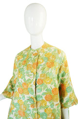 1960s Pastel Floral Brocade Swing Coat