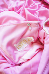 1970s Estevez Pink Jersey Strapless Dress