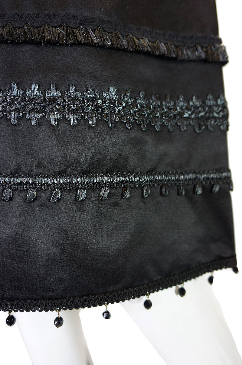 1990s Moschino Silk Bead & Raffia Dress