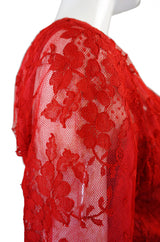 1950s Rare Red Lace Hardy Amies Dress