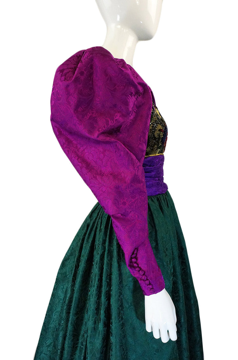 1980s Oscar De La Renta Silk Ball Gown