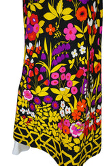 c1973 Lanvin Floral Jersey Halter Dress