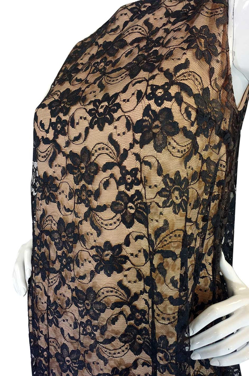 1960s Lanz Lace & Back Bow Maxi Dress